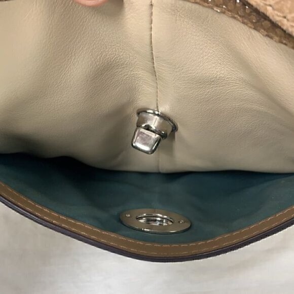 Coach Penelope F16533 Crossbody Bag - Ivory Leather/Tan Snakeskin Embossed Trim - Picture 9 of 13